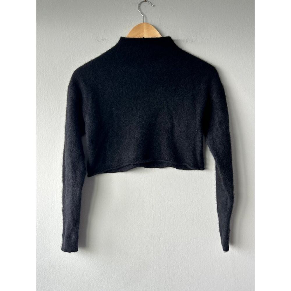 Reformation Black Cashmere Cropped Mock Neck Sweater Top Small Women's - Picture 5 of 8